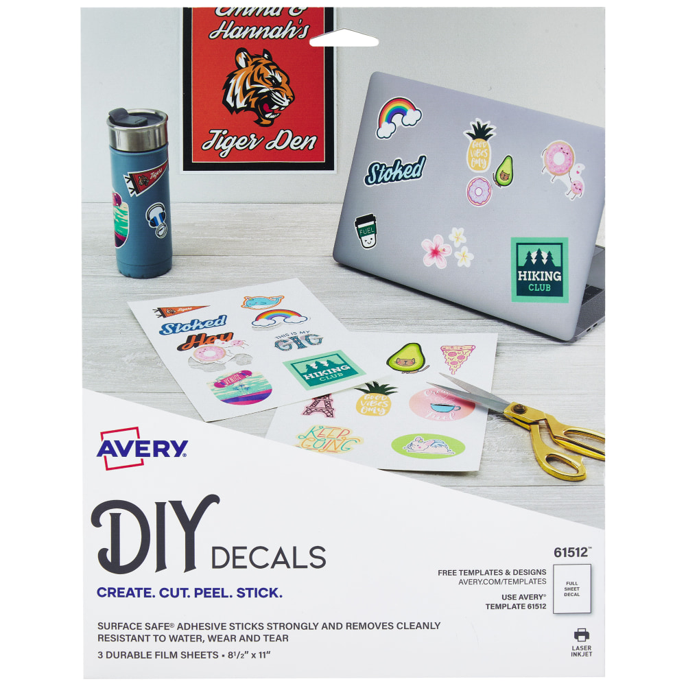 Avery® DIY Decals With Surface Safe® Adhesive, 61512,