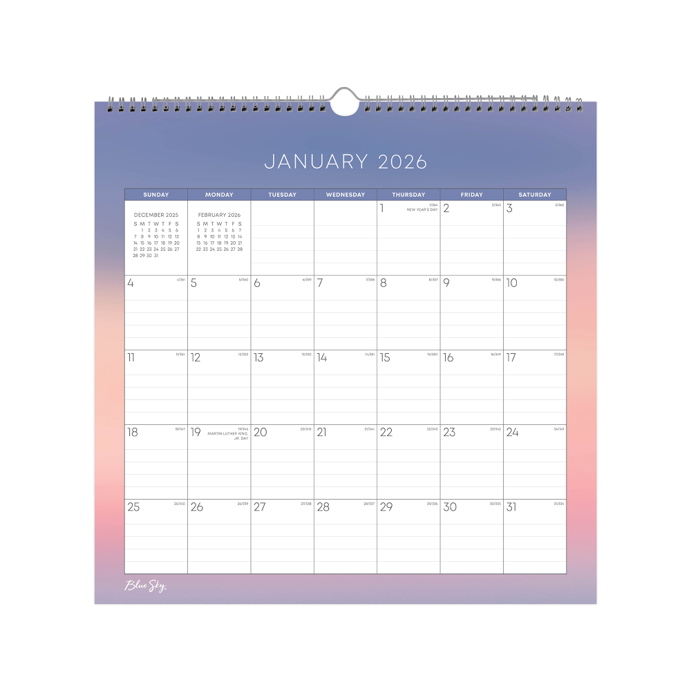 2026 Blue Sky Monthly Wall Calendar, 12” x