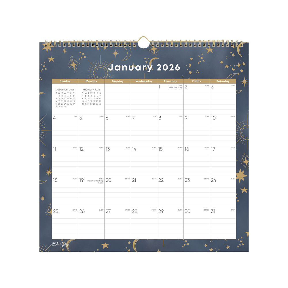 2026 Blue Sky Monthly Wall Calendar, 12” x