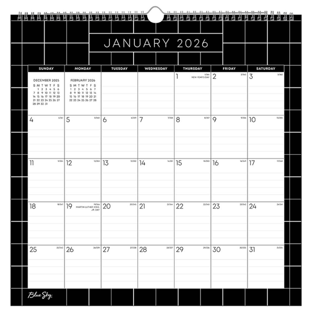 2026 Blue Sky Monthly Wall Calendar, 12” x