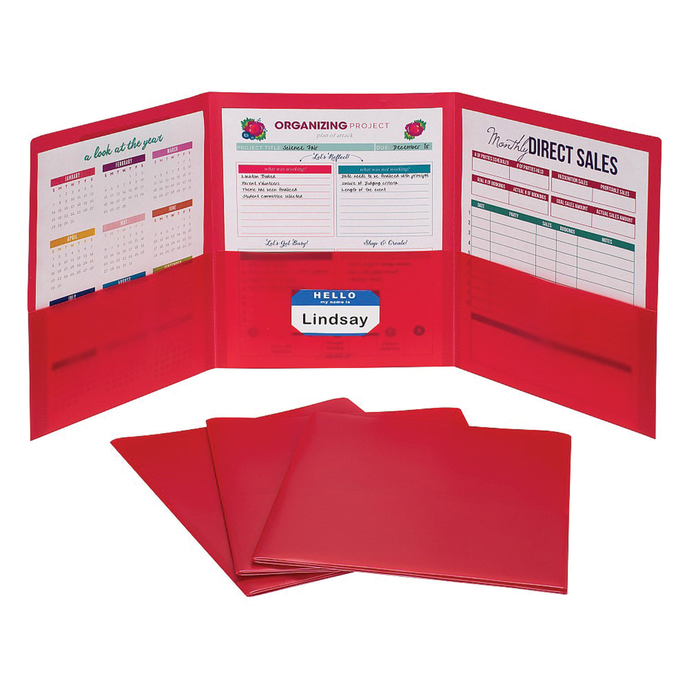 C-Line® 3-Pocket Poly Portfolios, 8-1/2" x 11", Letter