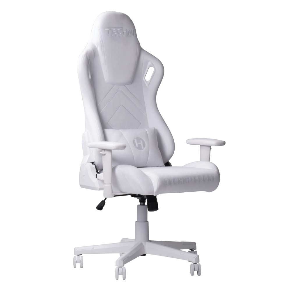Techni Sport Ergonomic Velvet Computer Gaming Chair, White