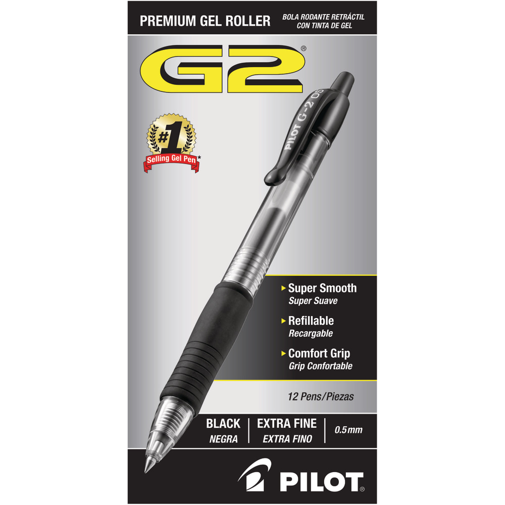 Pilot G2 Retractable Gel Pens, Extra Fine Point,