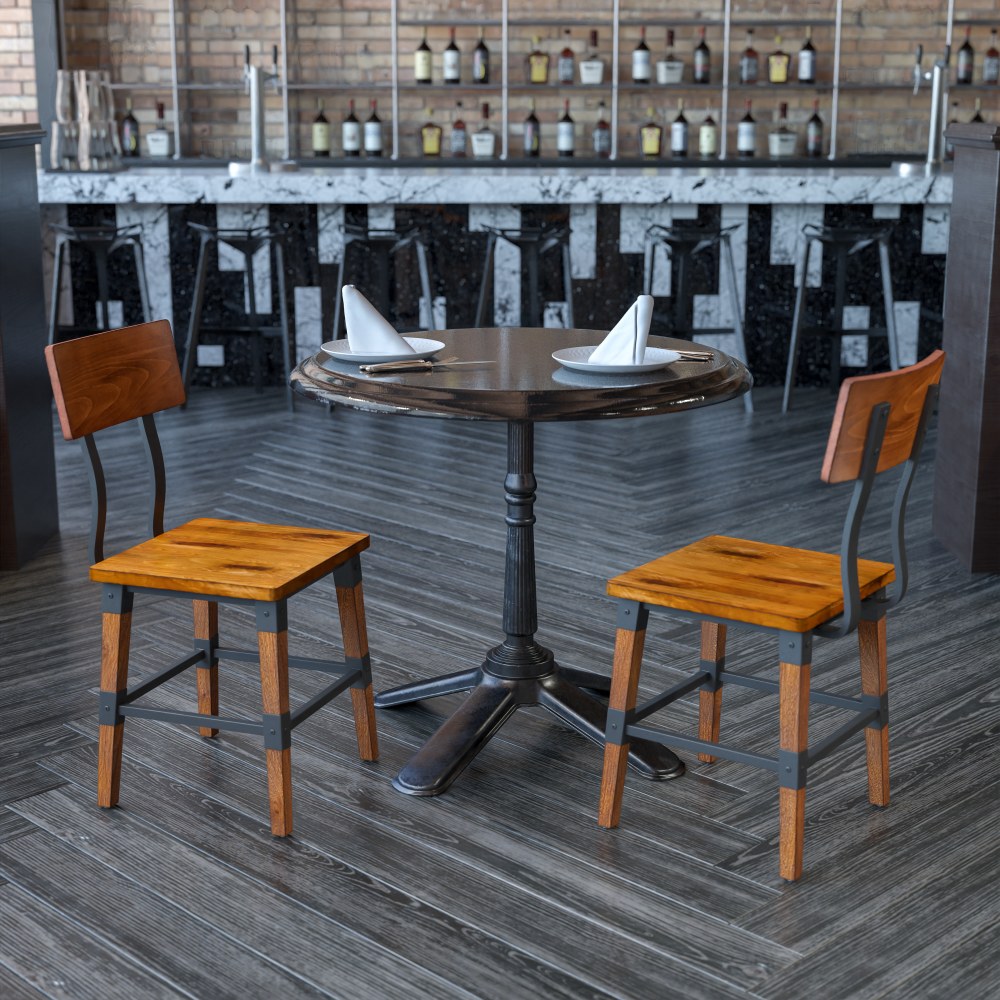 Flash Furniture Rustic Antique Industrial Wood Dining Accent