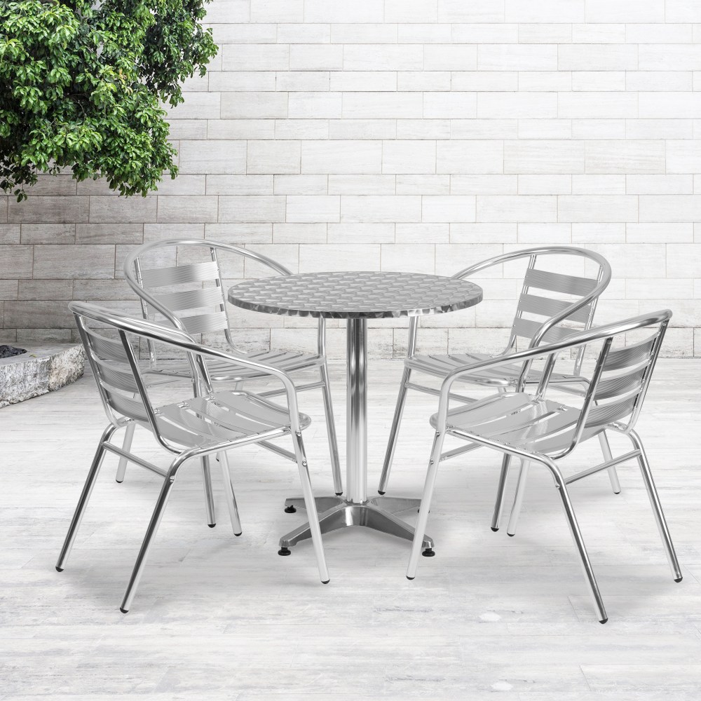Flash Furniture Lila 5-Piece 27-1/2" Round Aluminum