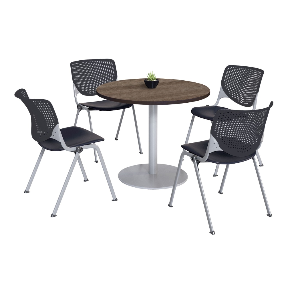 KFI Studios KOOL Round Pedestal Table With 4