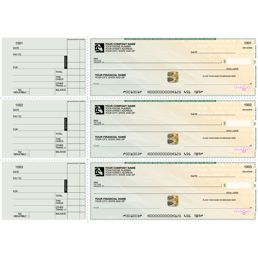 Clarke Custom 3-To-A-Page Checks, 2 Part, High Security