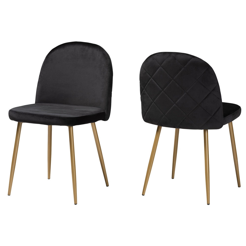 Baxton Studio Fantine Dining Chairs, Black/Gold, Set Of