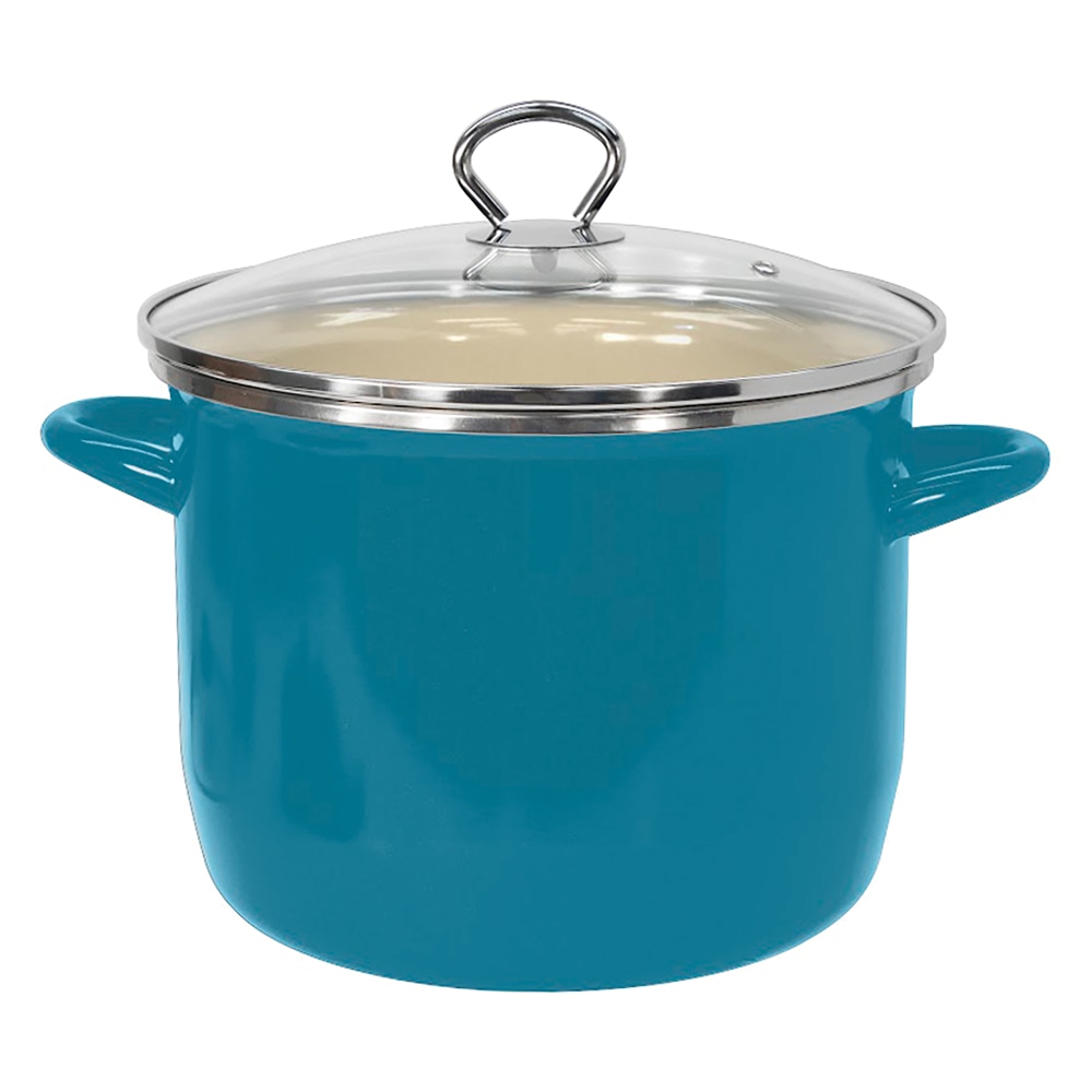 Vasconia® Enamel-On-Steel Straight Stockpot With Glass Lid, 8