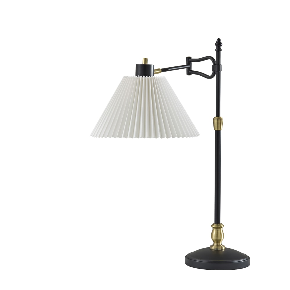 Adesso Elijah Table Lamp, 27-1/2”H, Off-White Shade/Black &