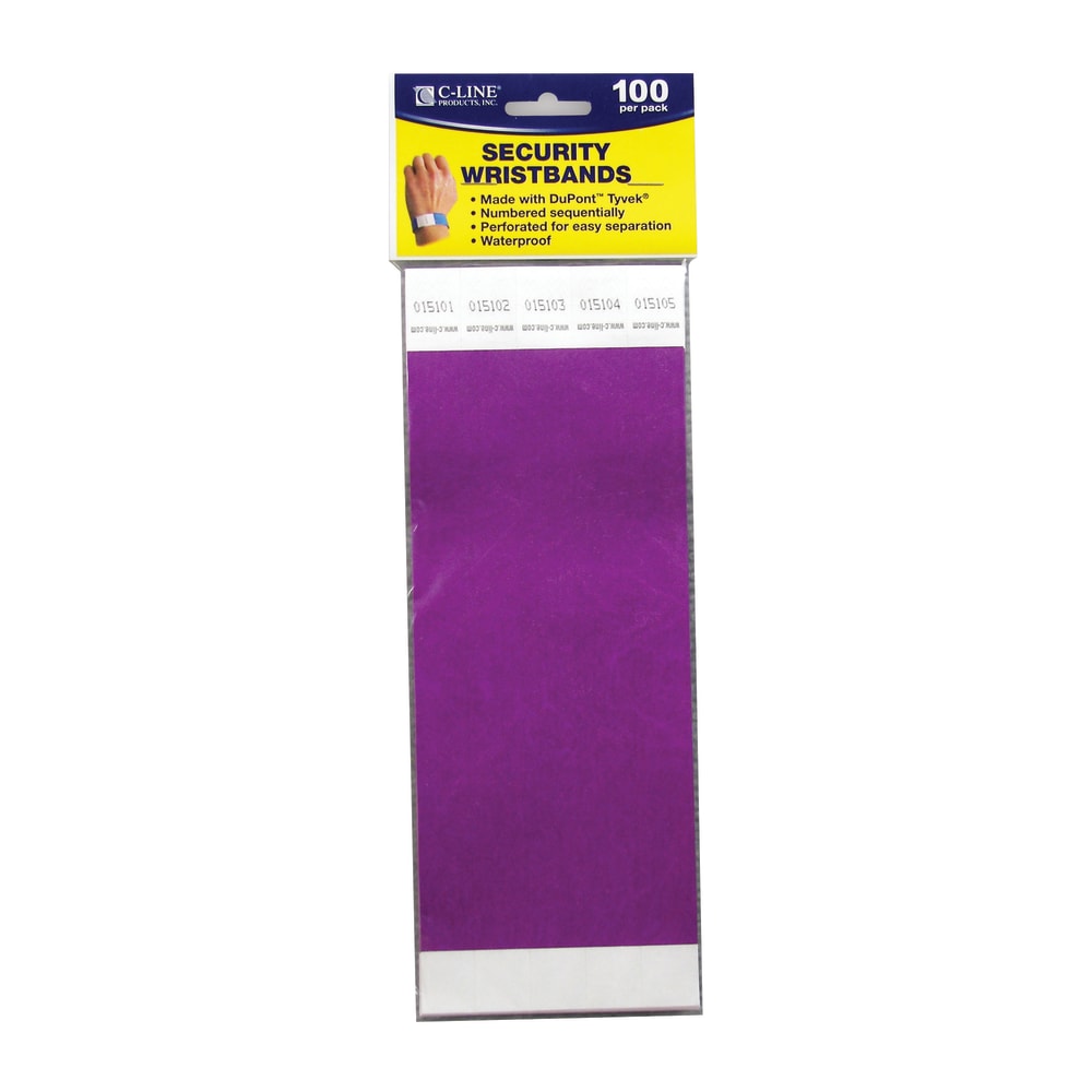 C-Line® DuPont™ Tyvek® Security Wristbands, 3/4" x 10",