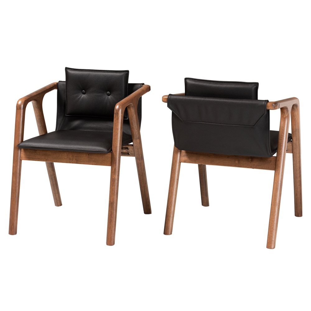 Baxton Studio Marcena Dining Chairs, Black/Walnut Brown, Set