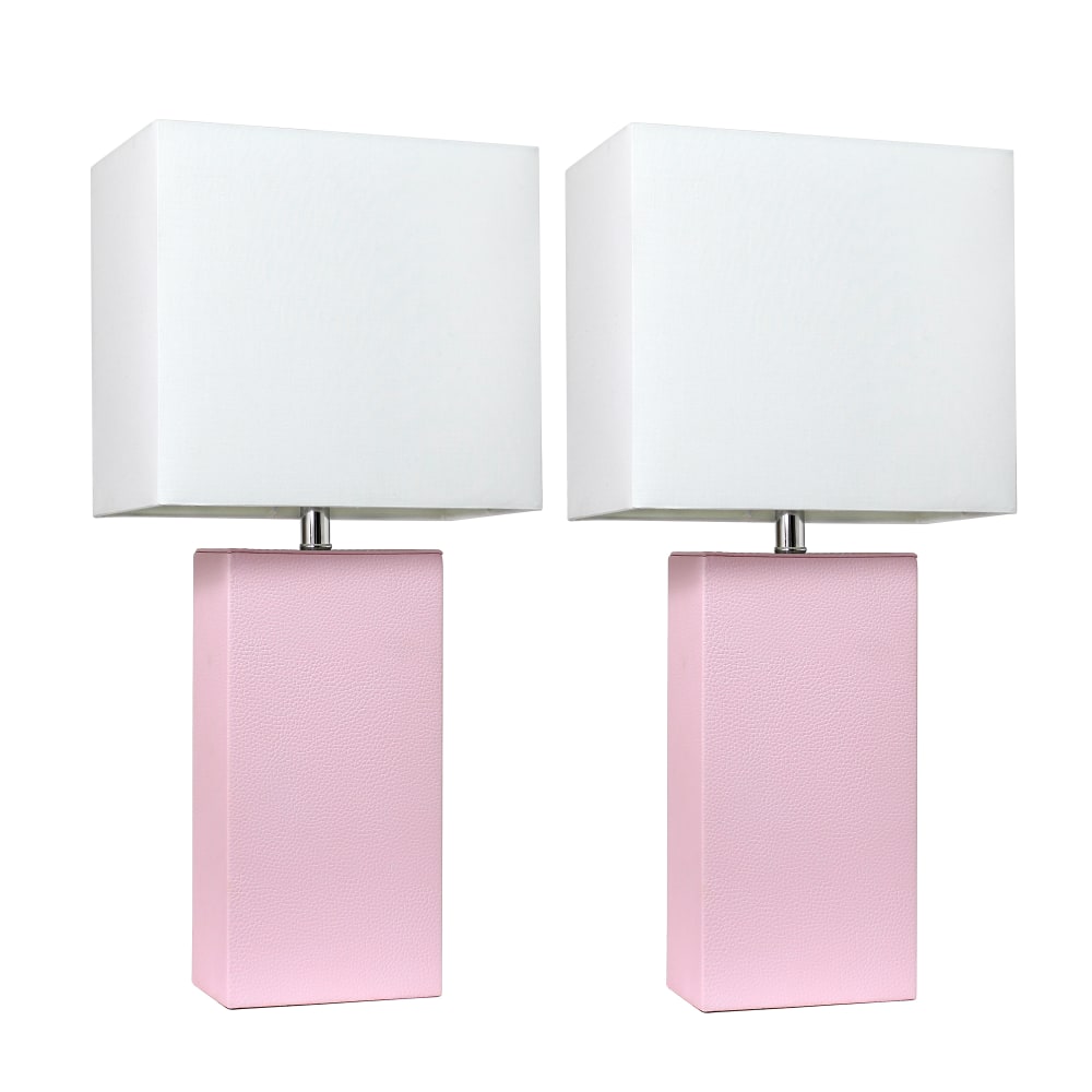 Elegant Designs Modern Leather Table Lamps, 21"H, White