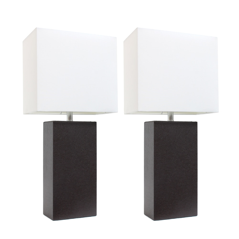 Elegant Designs Modern Leather Table Lamps, 21"H, White