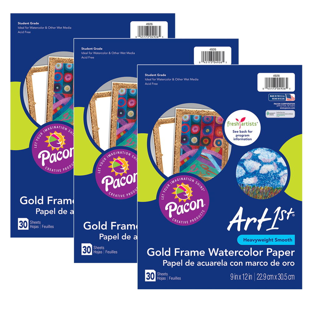 Pacon® Ucreate Watercolor Paper, 9" x 12", Gold/White,