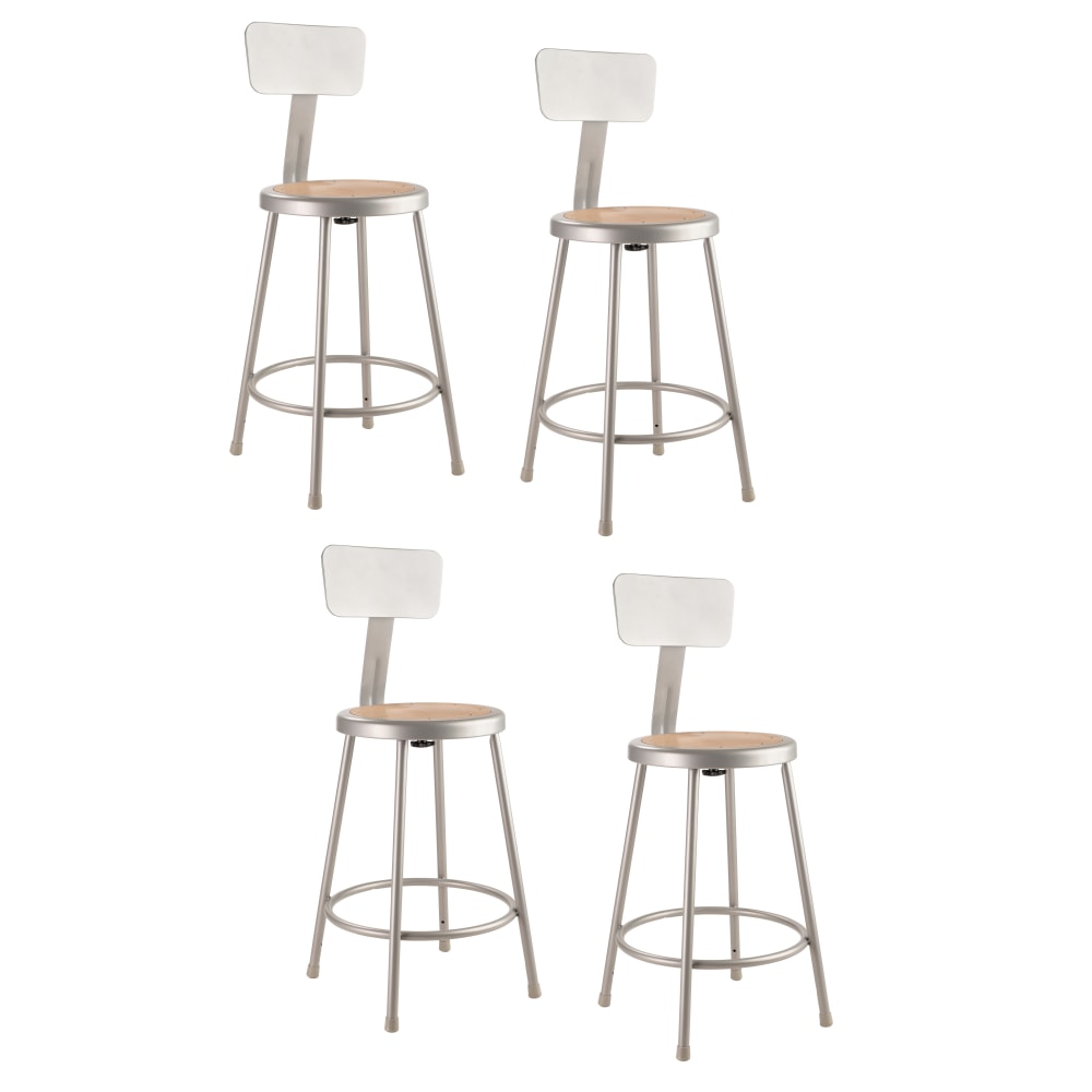 National Public Seating Hardboard Stools With Backs, 24"H,