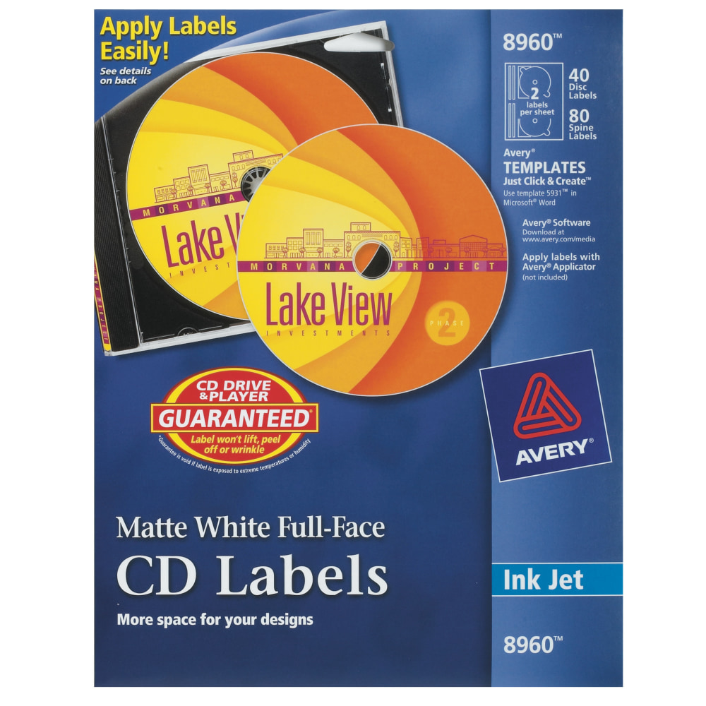 Avery® Print-to-the-Edge CD Labels, 8960, Round, 4.5"
