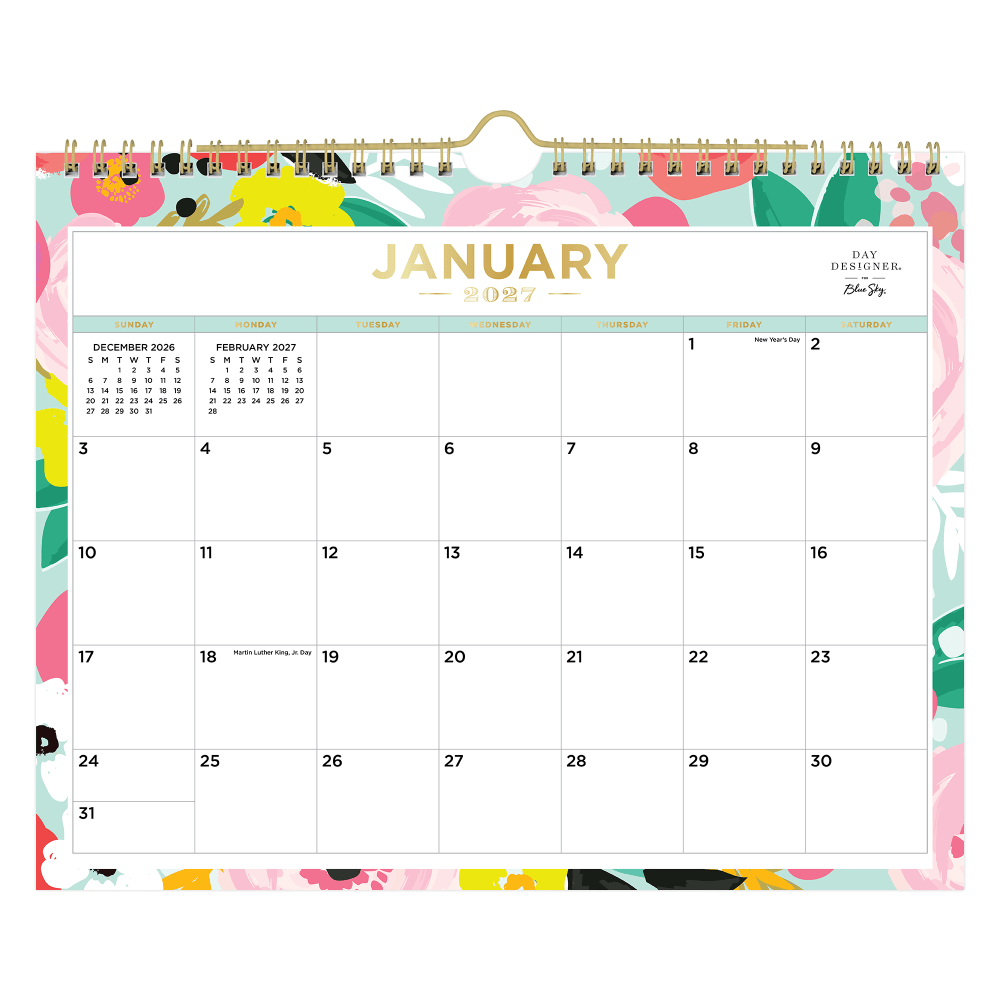 2027 Blue Sky Secret Garden Mint Monthly Wall