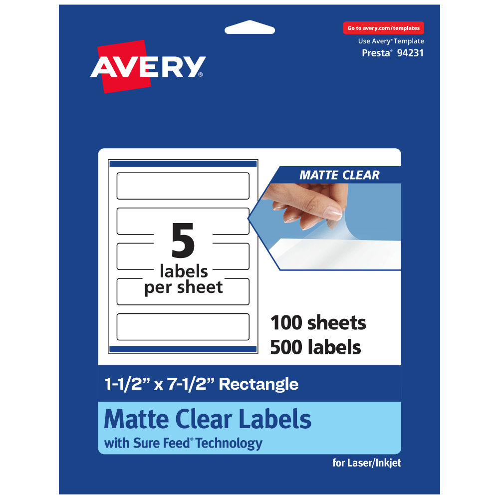 Avery® Permanent Labels With Sure Feed®, 94231-CMF100, Rectangle,