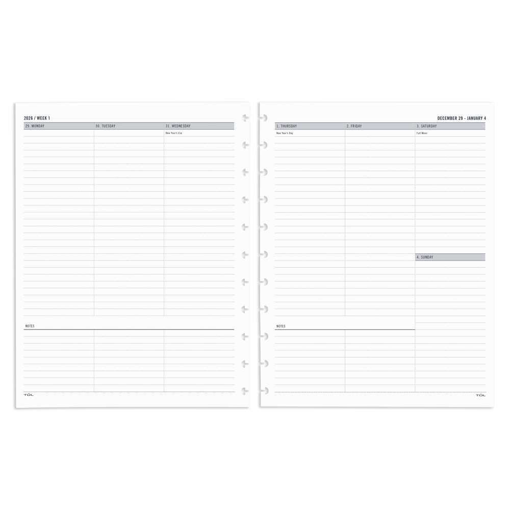 2026 TUL® Discbound Weekly Planner Refill Pages, Letter
