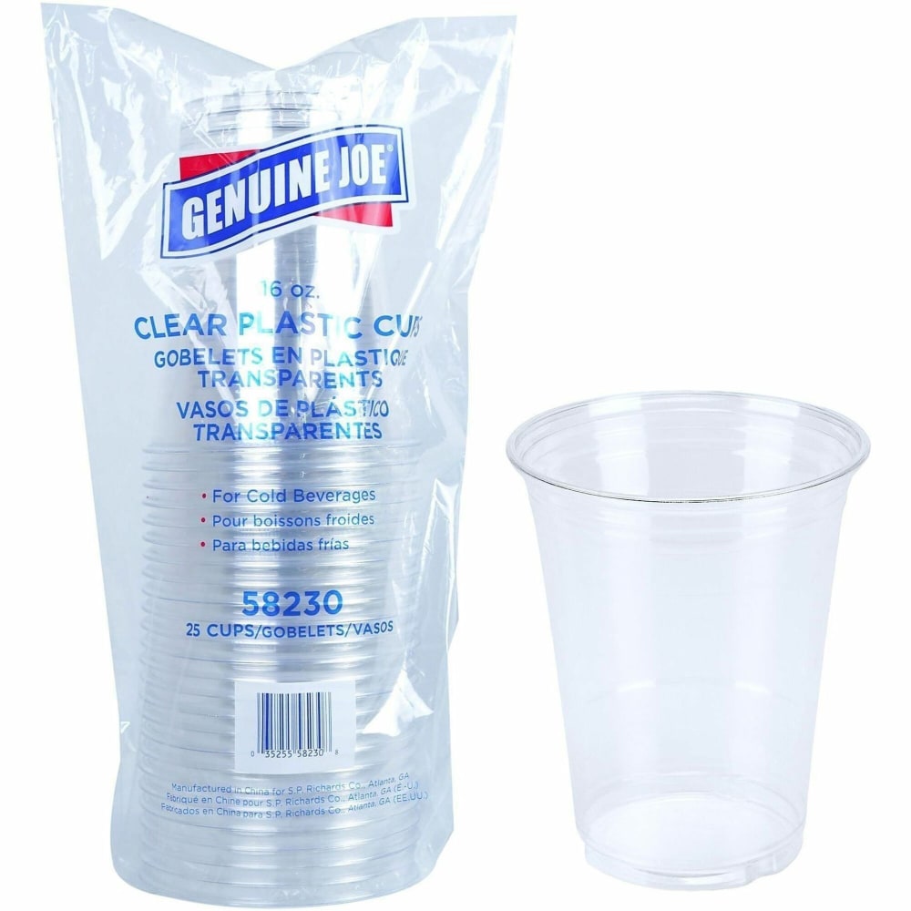 Genuine Joe 16 oz Clear Plastic Cups -