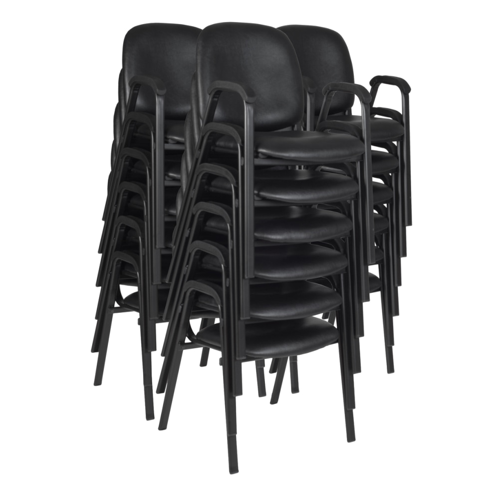 Regency Ace Vinyl Stacking Chairs With Arms, Black,