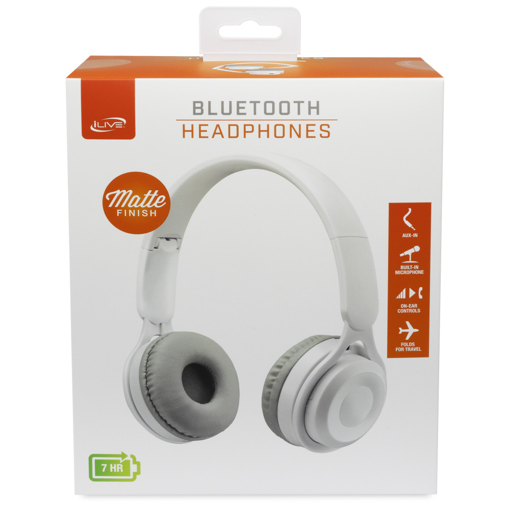iLive 40mm Driver Wireless Headphones, White, IAHB53W