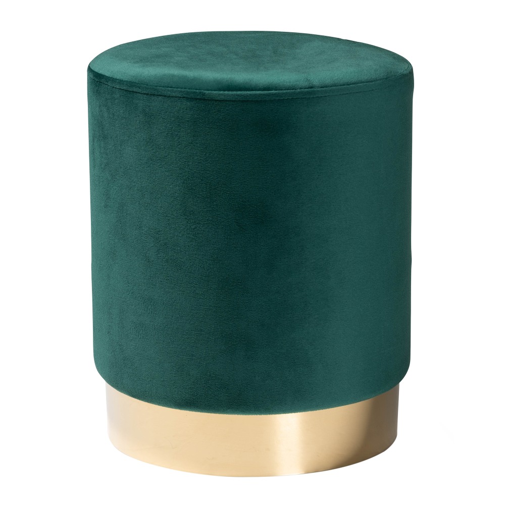 Baxton Studio Chaela Ottoman, Green/Gold