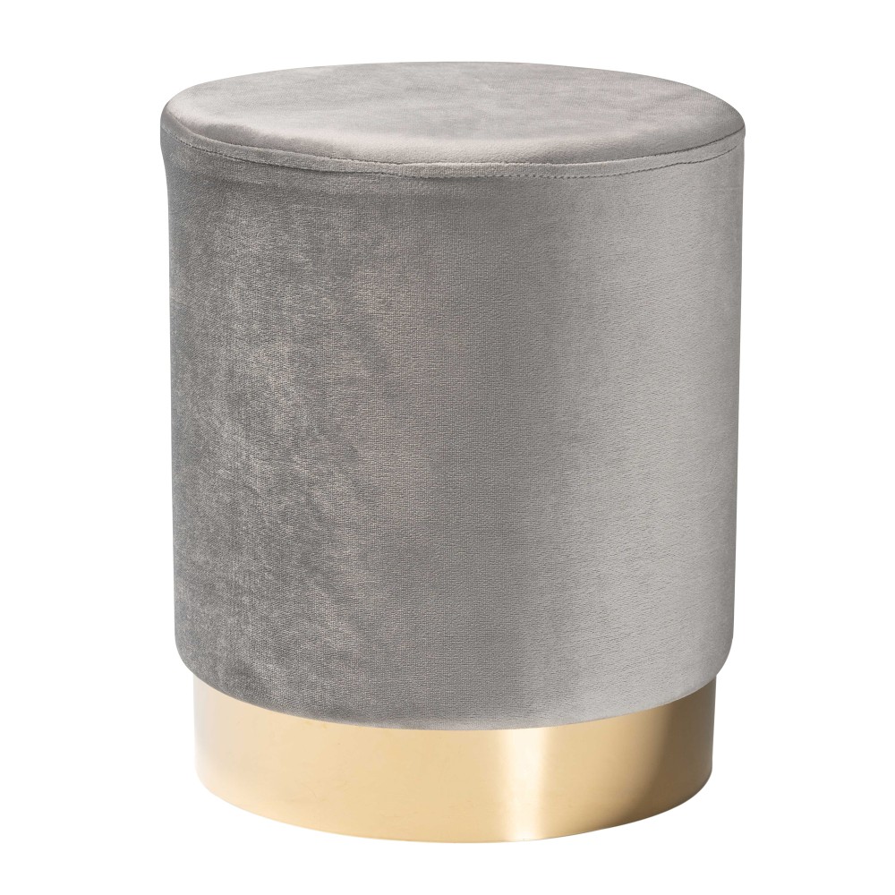 Baxton Studio Chaela Ottoman, Gray/Gold