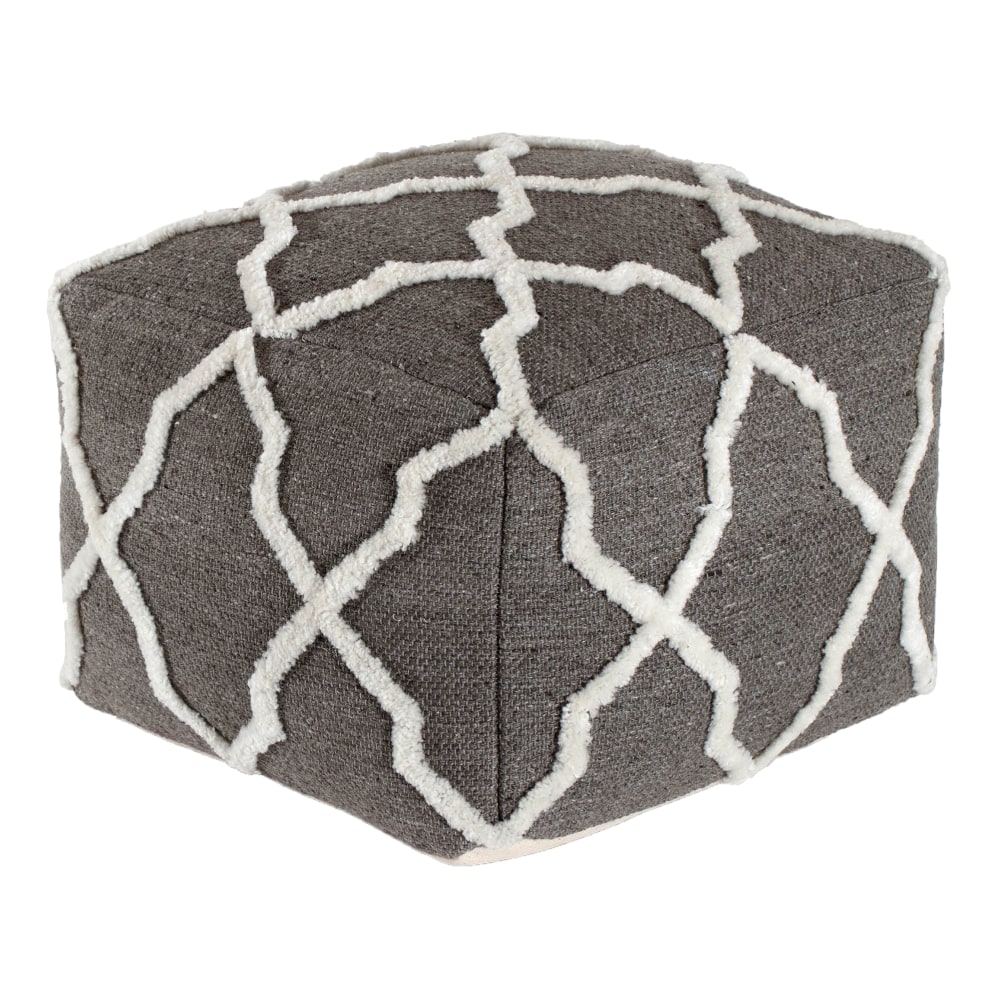 Anji Mountain Diamond Joe Pouf Ottoman, Gray/Ivory