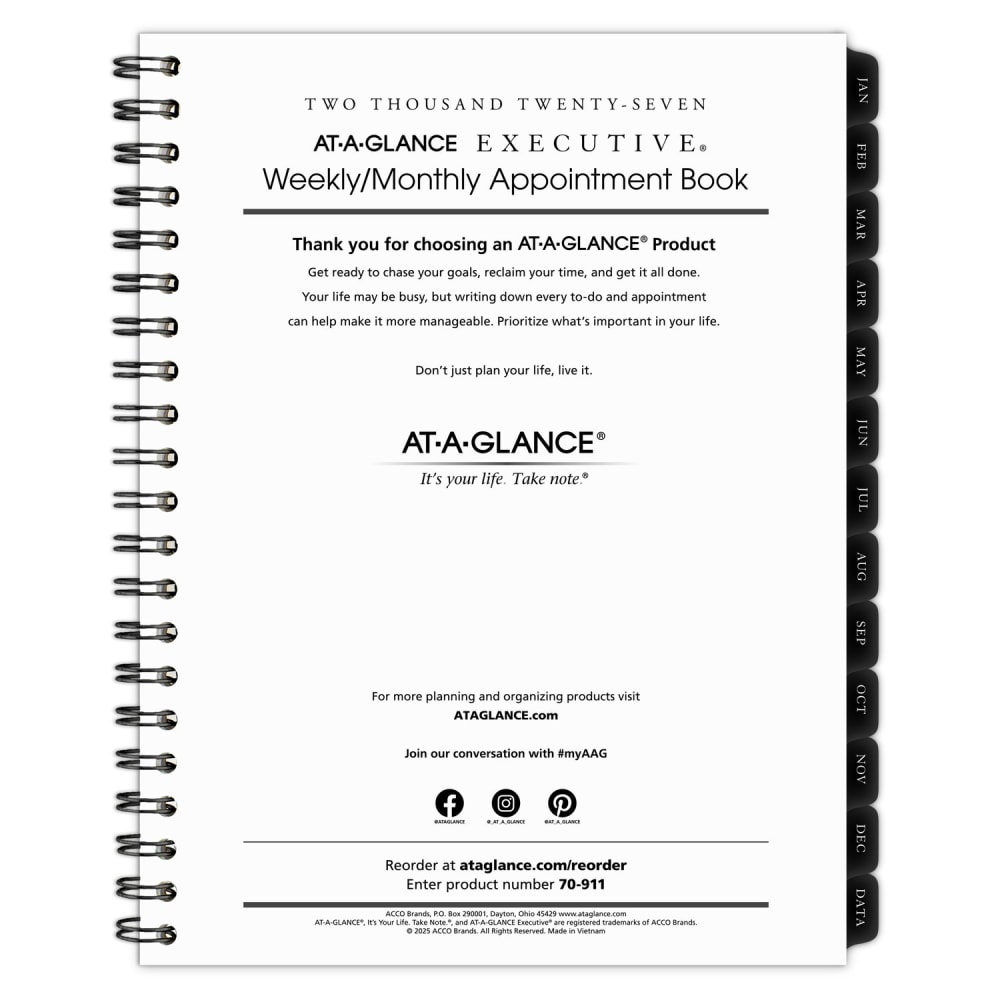 AT-A-GLANCE® Executive 2027 Weekly Monthly Refill for 70-NX81,