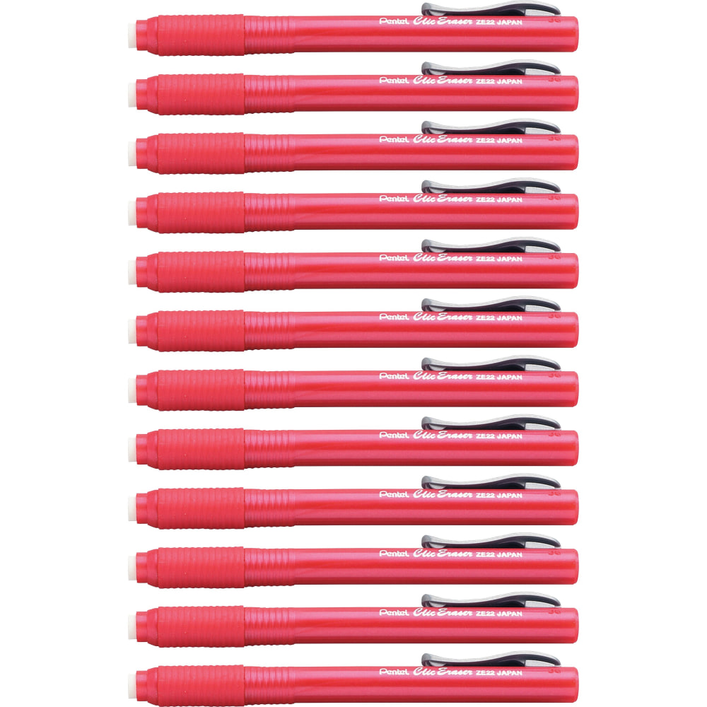 Pentel Rubber Grip Clic Eraser - Red Barrel
