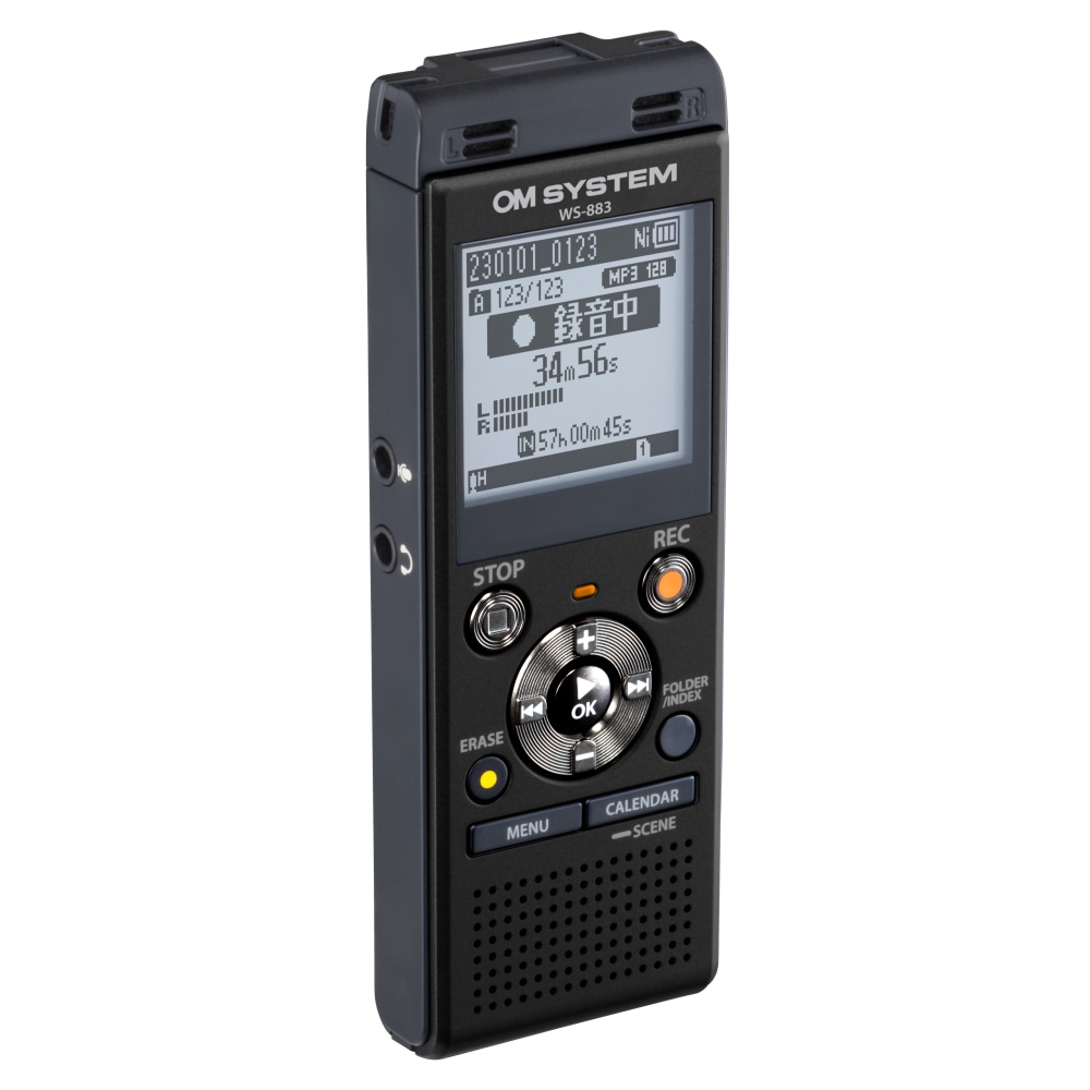 OM System WS883 Digital Voice Recorder, 4-7/16”H x