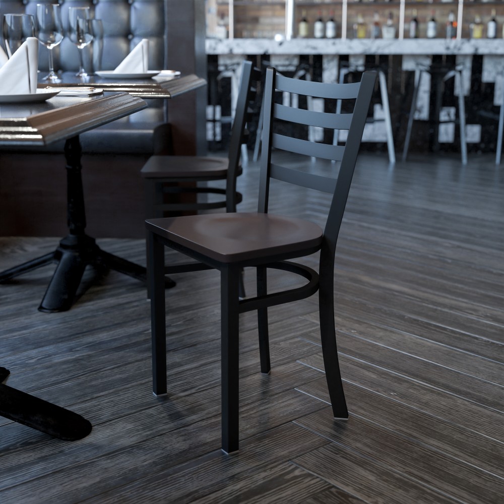 Flash Furniture Ladder Back Restaurant Accent Chair, Walnut