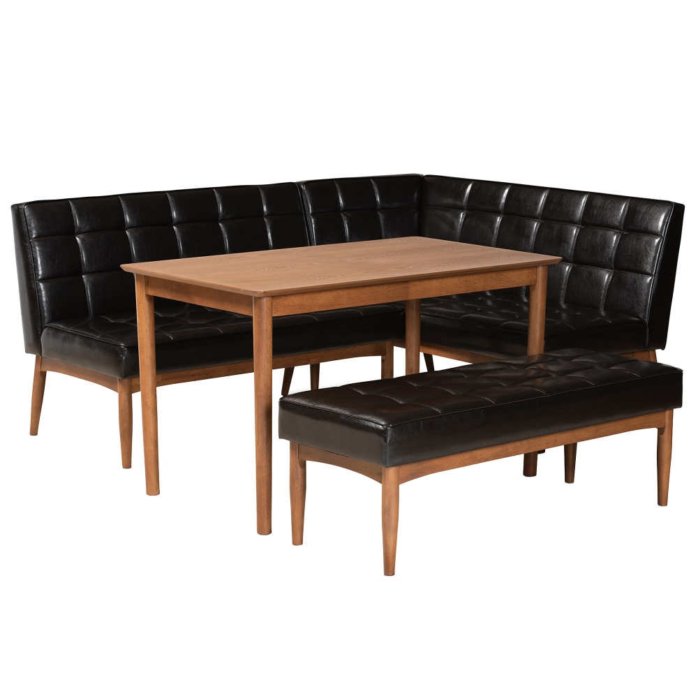 Baxton Studio Sanford 4-Piece Dining Nook Set, Dark