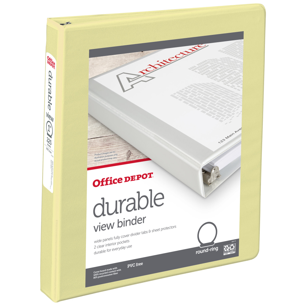 Office Depot® Durable View Binder, 1" Round Rings