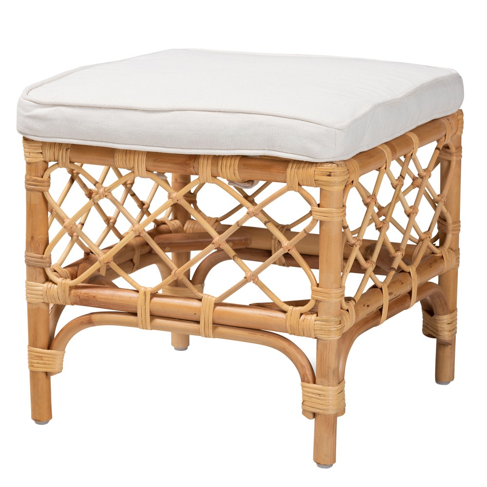 bali & pari Orchard Rattan Square Ottoman, White/Brown