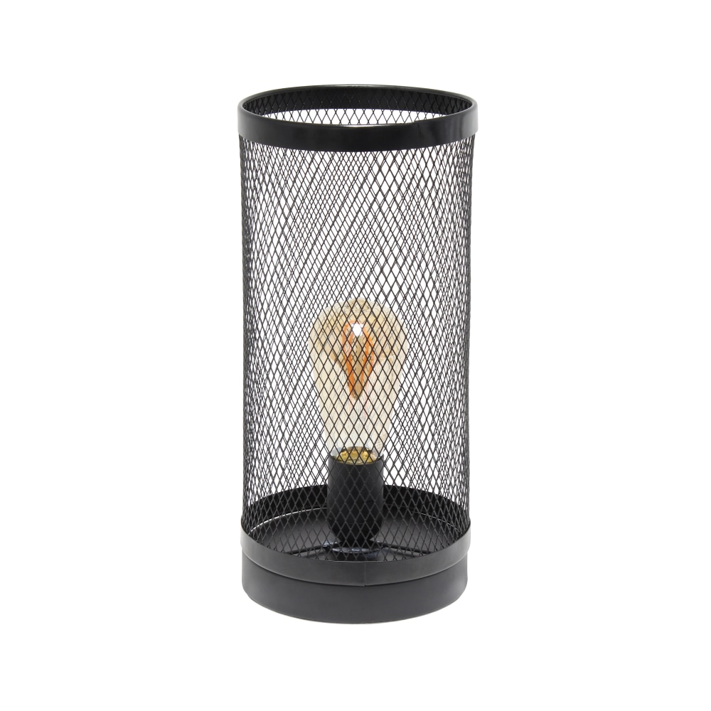 Simple Designs Cylindrical Mesh Table Lamp, 12-3/4"H, Black