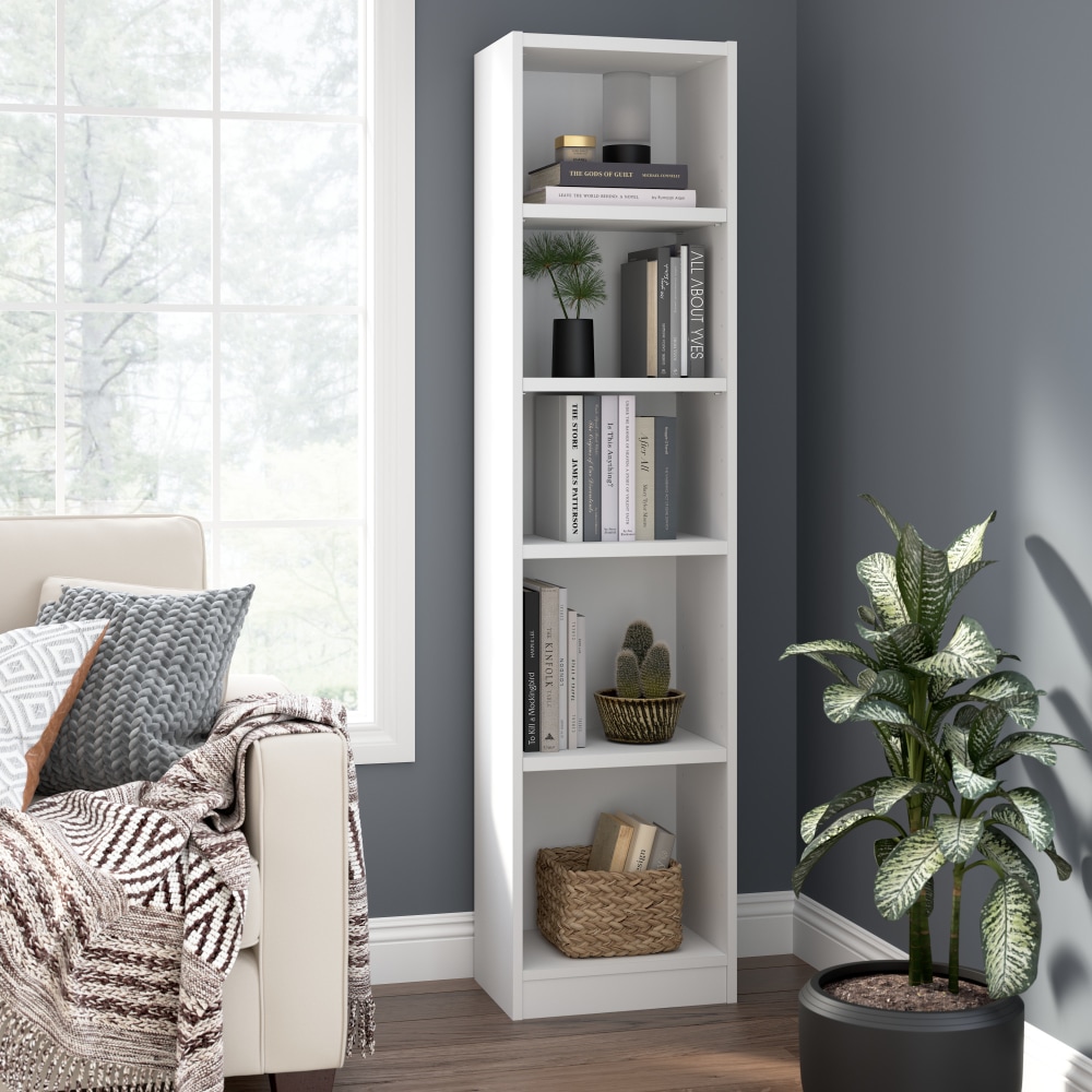 Bush Furniture Universal 71"H Narrow 5 Shelf Bookcase,