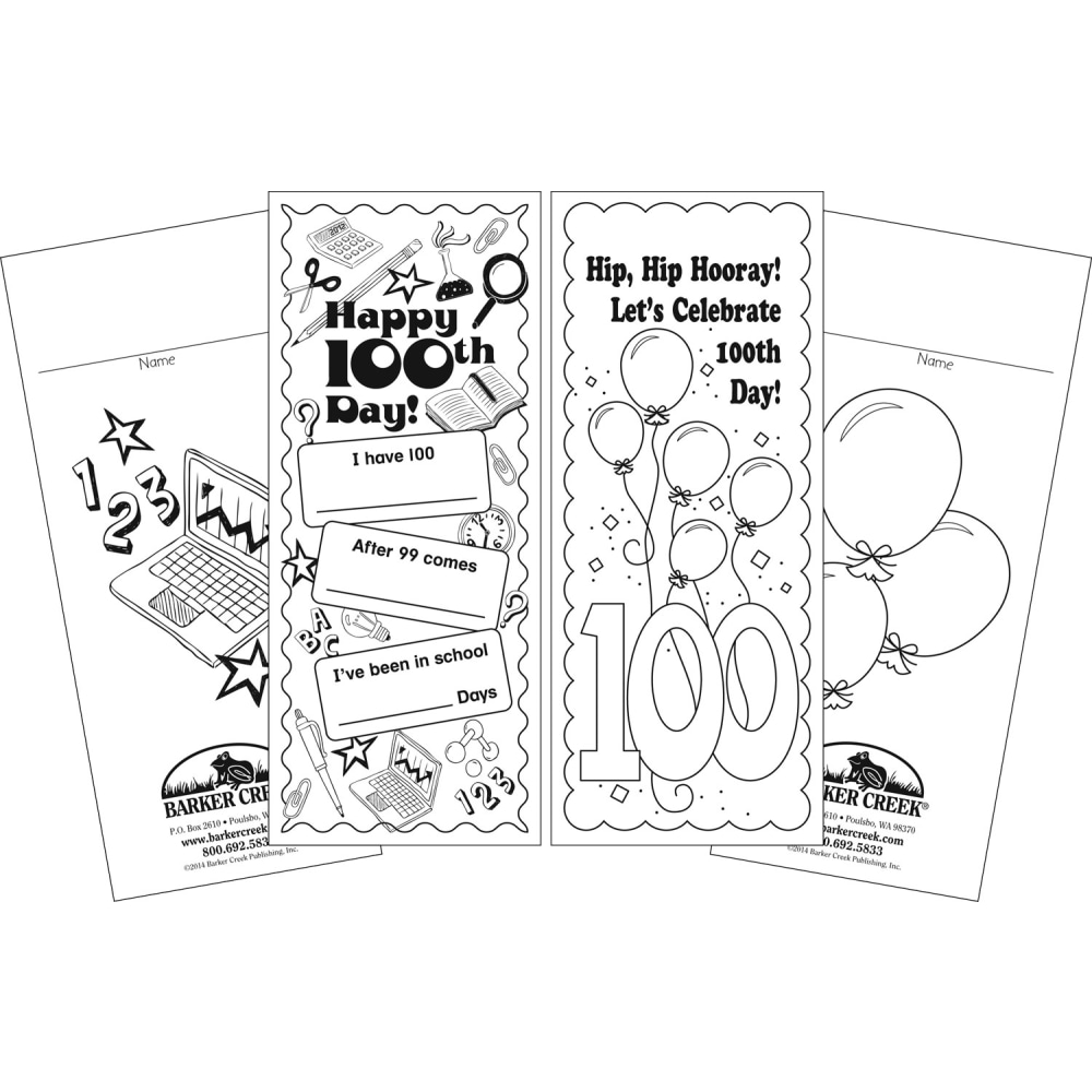 Barker Creek Bookmark Duets, 100th Day, Pack Of