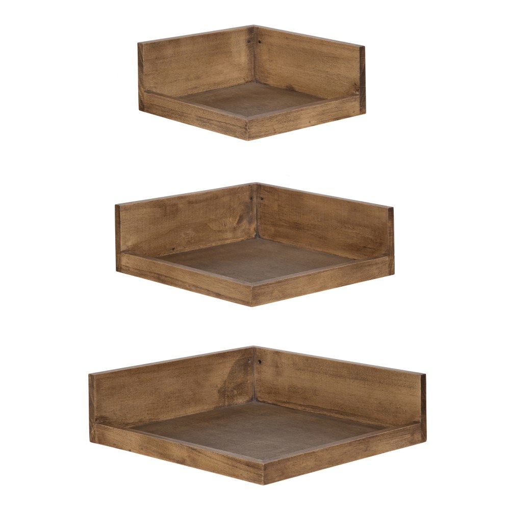 Kate and Laurel Levie Corner Shelf Set, Rustic