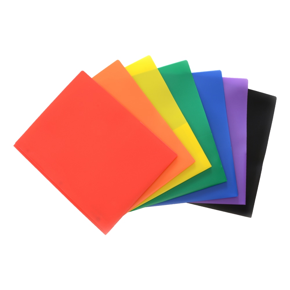 Inkology Poly Portfolios With Prongs, Assorted Colors, Pack