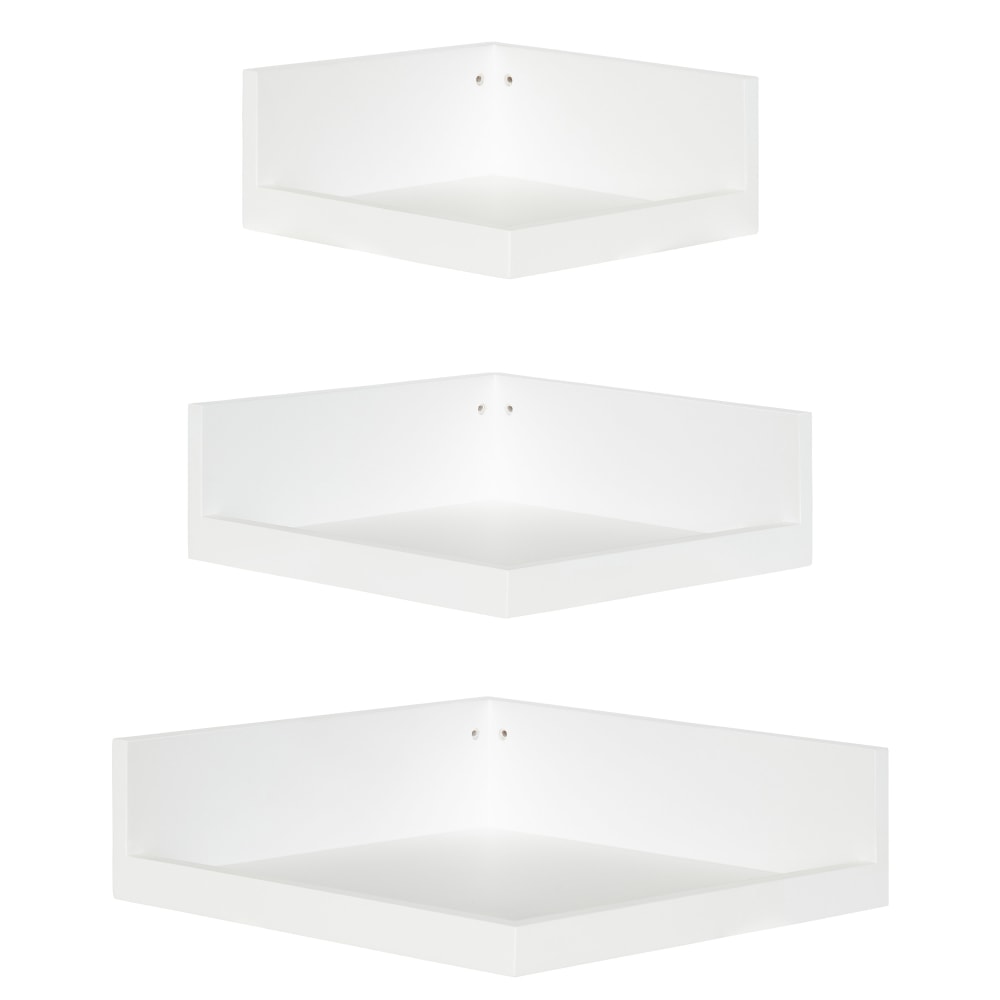 Kate and Laurel Levie Corner Shelf Set, White,