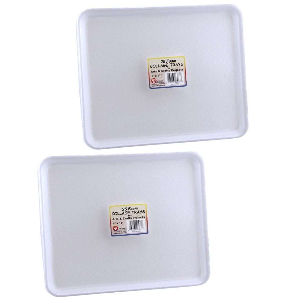 Hygloss Foam Trays, 9" x 11", 25 Trays