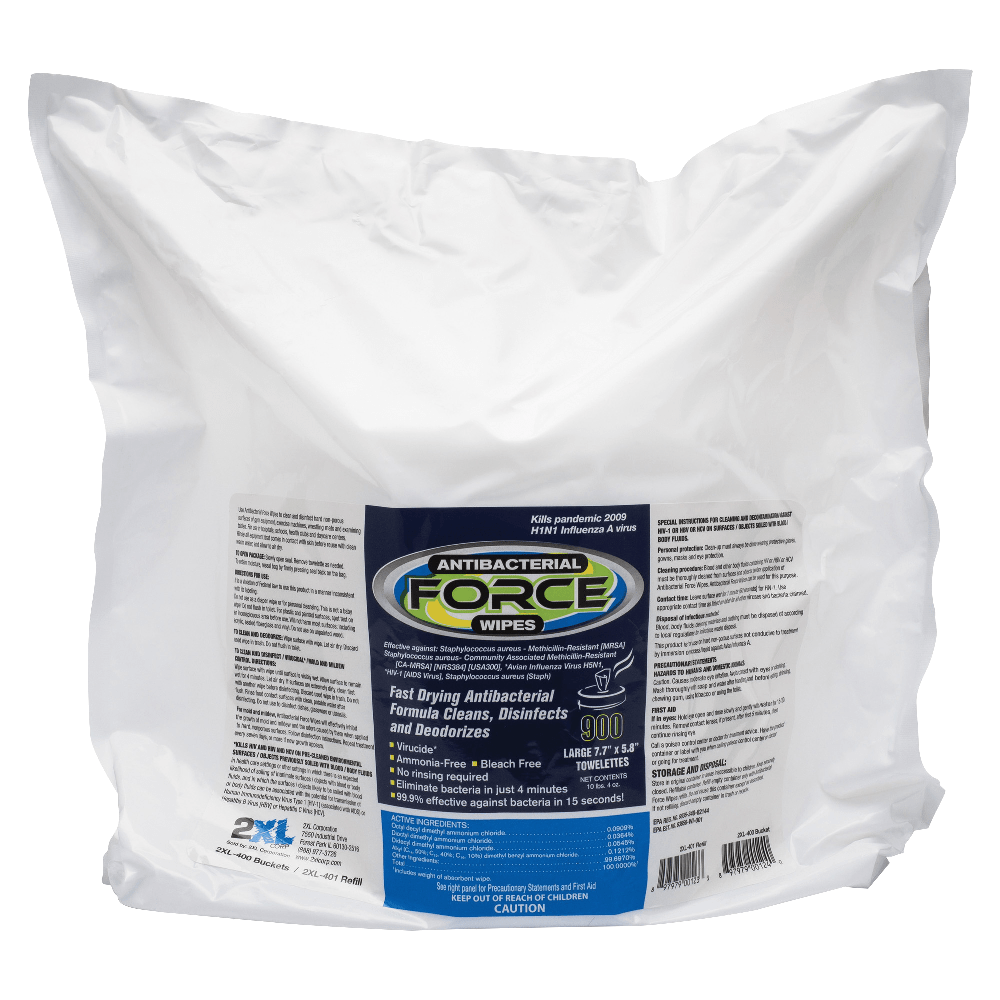 2XL Force Antibacterial Wipes Refill, 6" x 8",