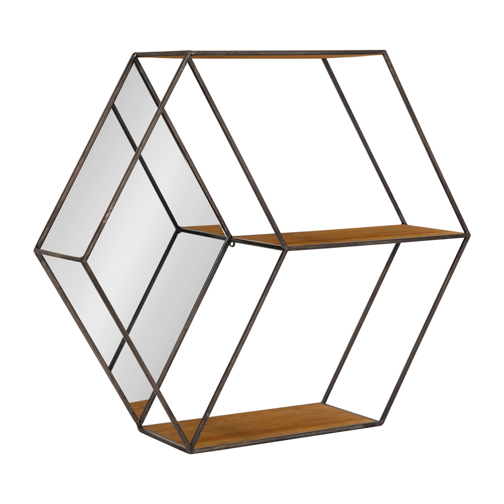 Kate and Laurel Lintz Hexagon Shelves with Mirror,