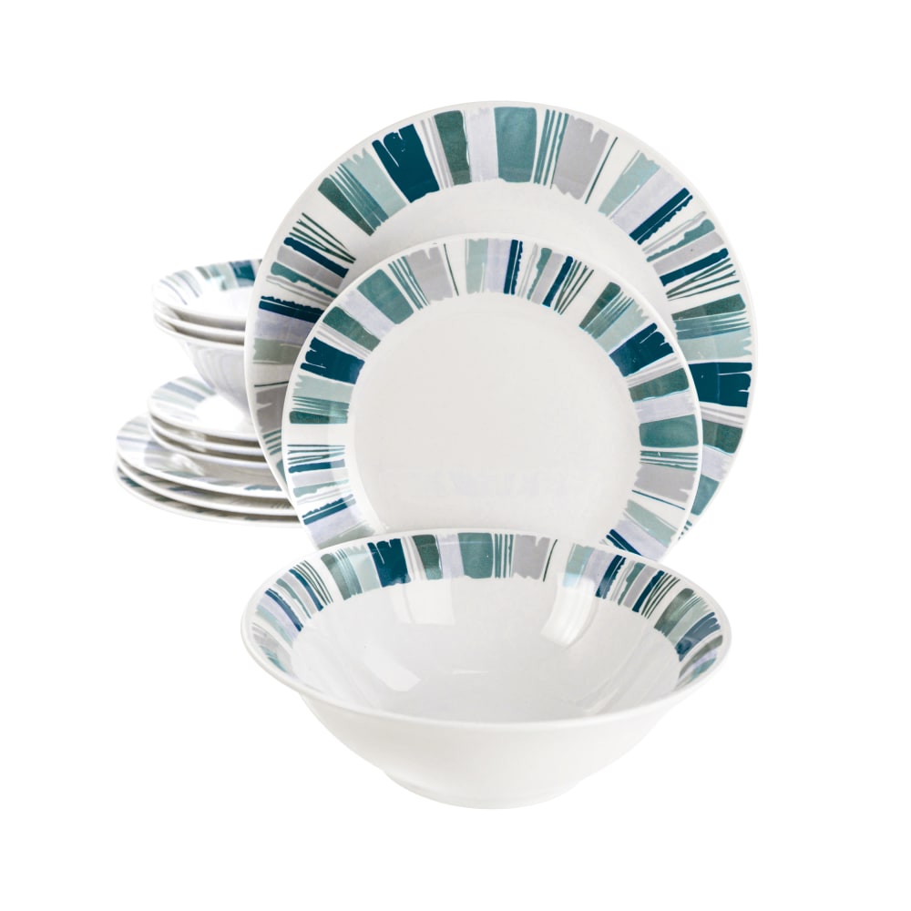 Gibson Home Orleans 12-Piece Round Ceramic Dinnerware Set,