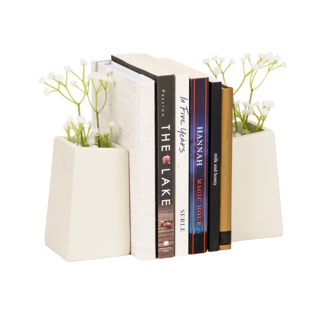Mind Reader Cement Planter Bookends, 5" x 2-3/4"