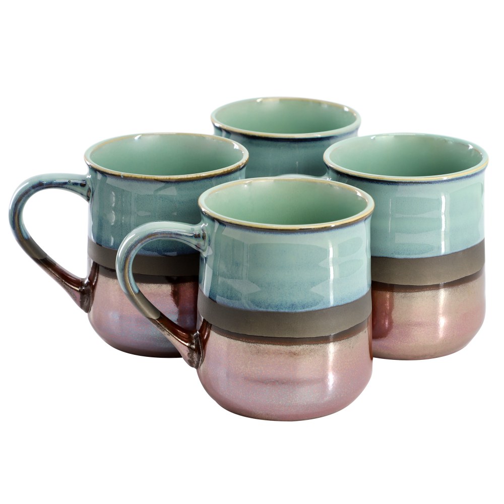 Gibson Home Copper Tonal 4-Piece Stoneware Cup Set,