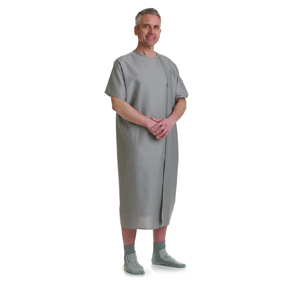 Medline 3-Armhole Examination Gowns, 46 1/2", Gray, Pack